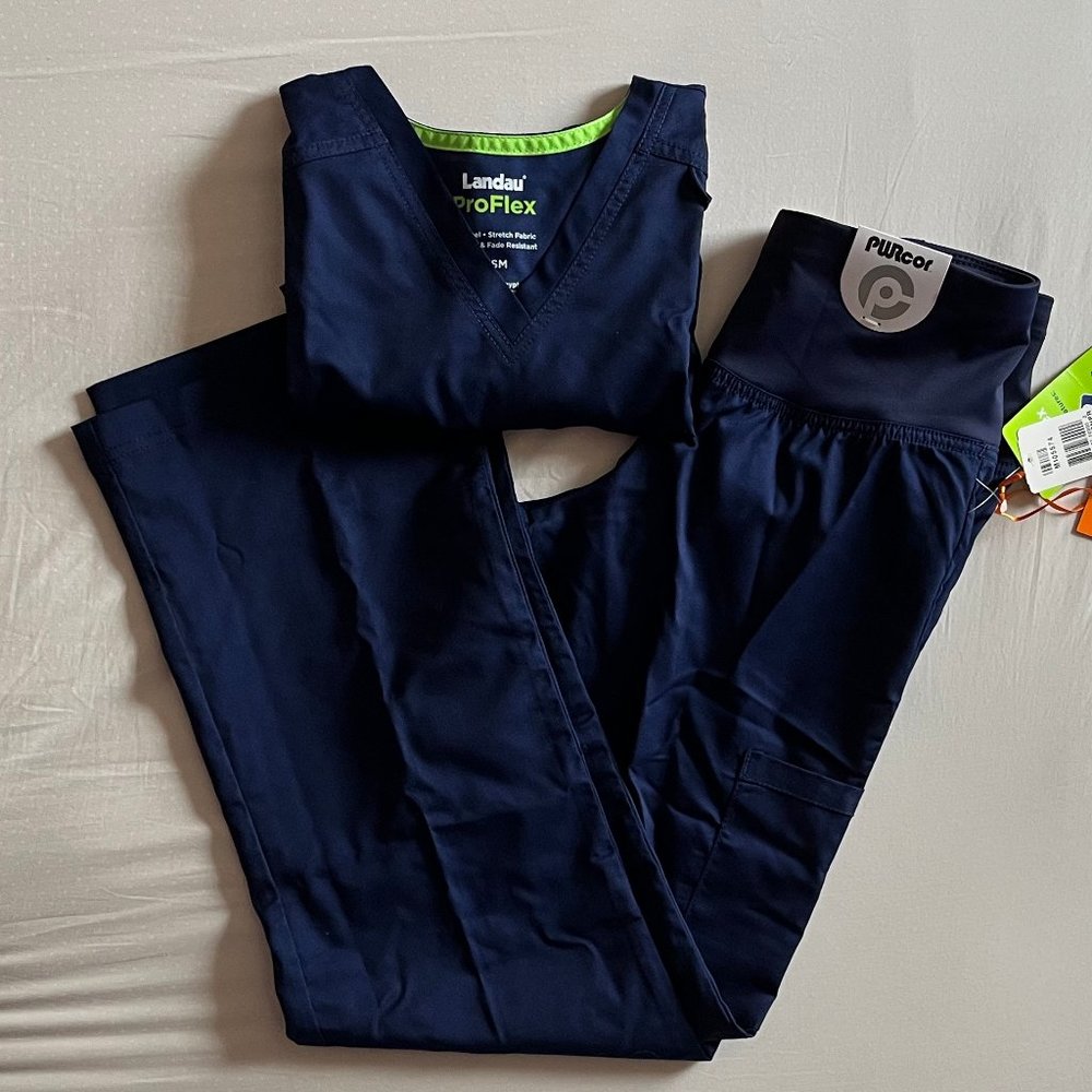 Landau ProFlex Scrub Set in Navy Blue XS/XSP